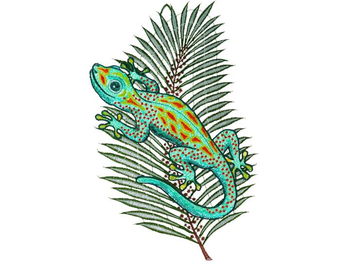 Fensterbild Fensterbild Gecko farbig , bunt, B:19cm H:34cm, Polyester, W. REUTER & SOHN - PLAUENER SPITZE, Fensterbilder, Fensterbild