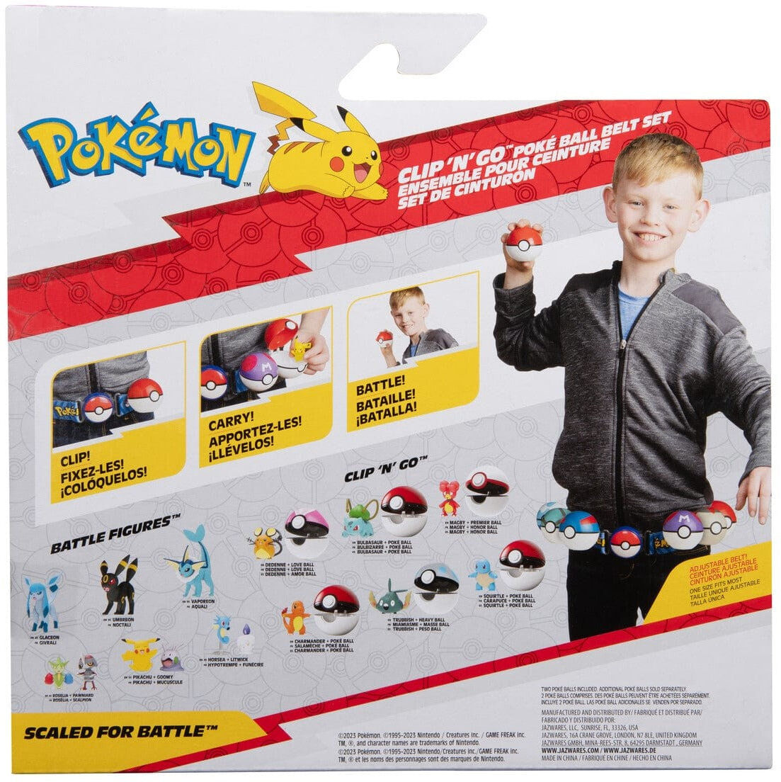 Pokémon Clip 'N' Go Poké Ball Belt Set with Charmander, Jazwares, Adjustable Belt for Kids