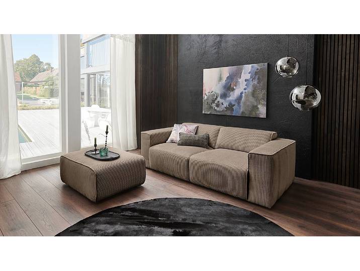 Tabouret rembourré Mandrio 92 x 44 x 66cm Marron Velours côtelé Zuri: Marron