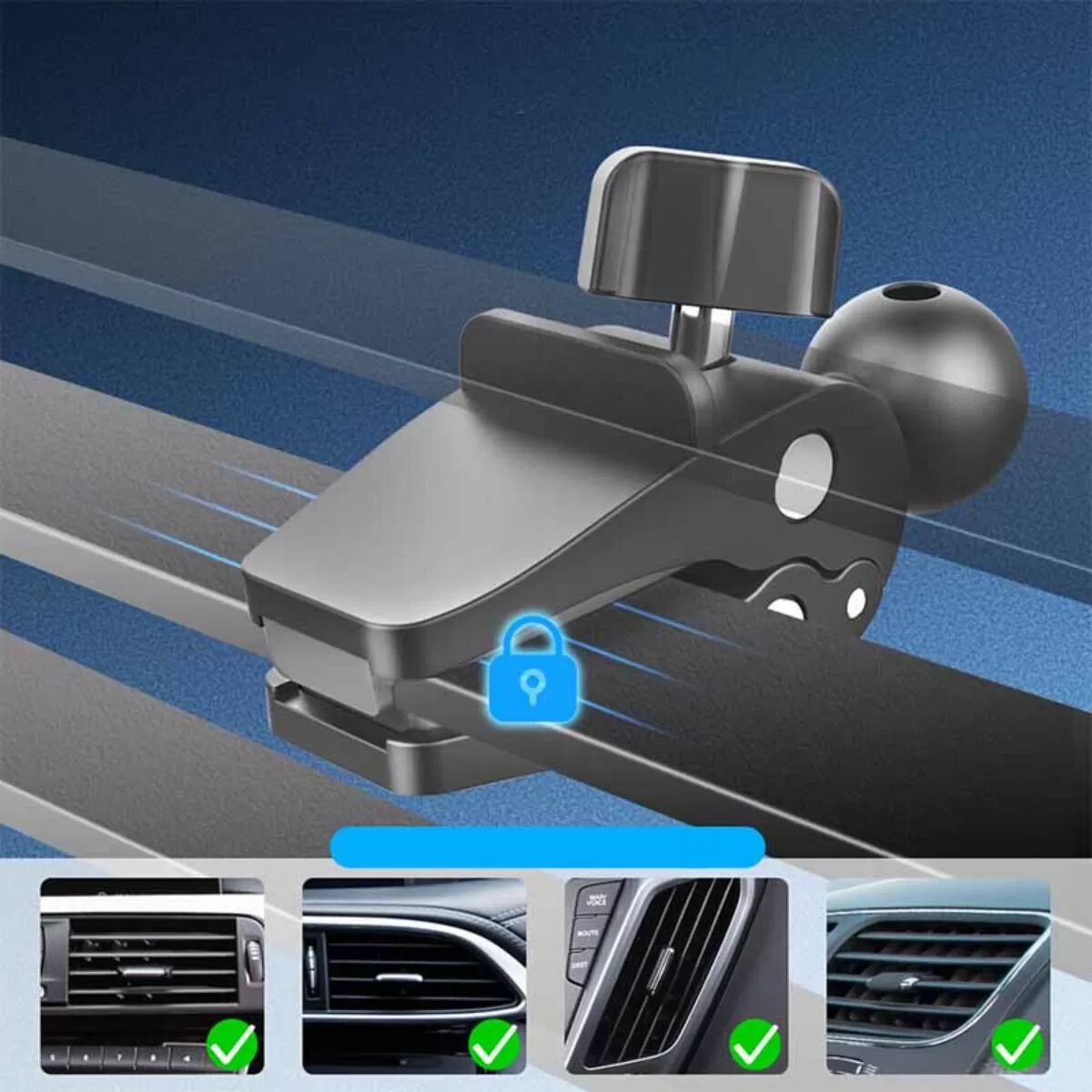 INF Schwarze Auto-Handyhalterung für Lüftung – 360° Drehung, Universalclip
