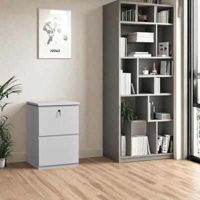 KOWO Wooden 2-Drawer Filing Cabinet with Lock Letter Size Office Storage, Locking Document Organizer for Home or Workplace