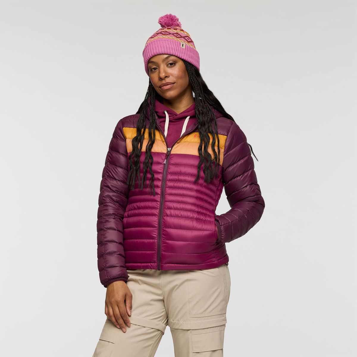 Cotopaxi Fuego Down Hooded Jacket - Womens - Blac Women blackberry and jam L FDJ-BBYJM-W-L