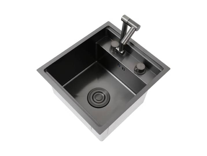 Edelstahl Schwarz Spülbecken, Küchenutensilien 1 Becken Rechteckig Küchenspüle 43 x 39 x 23cm Eingebettet Küchenspülen mit 360° Drehbarem Wasserhahn für Küche Restaurant Kantine