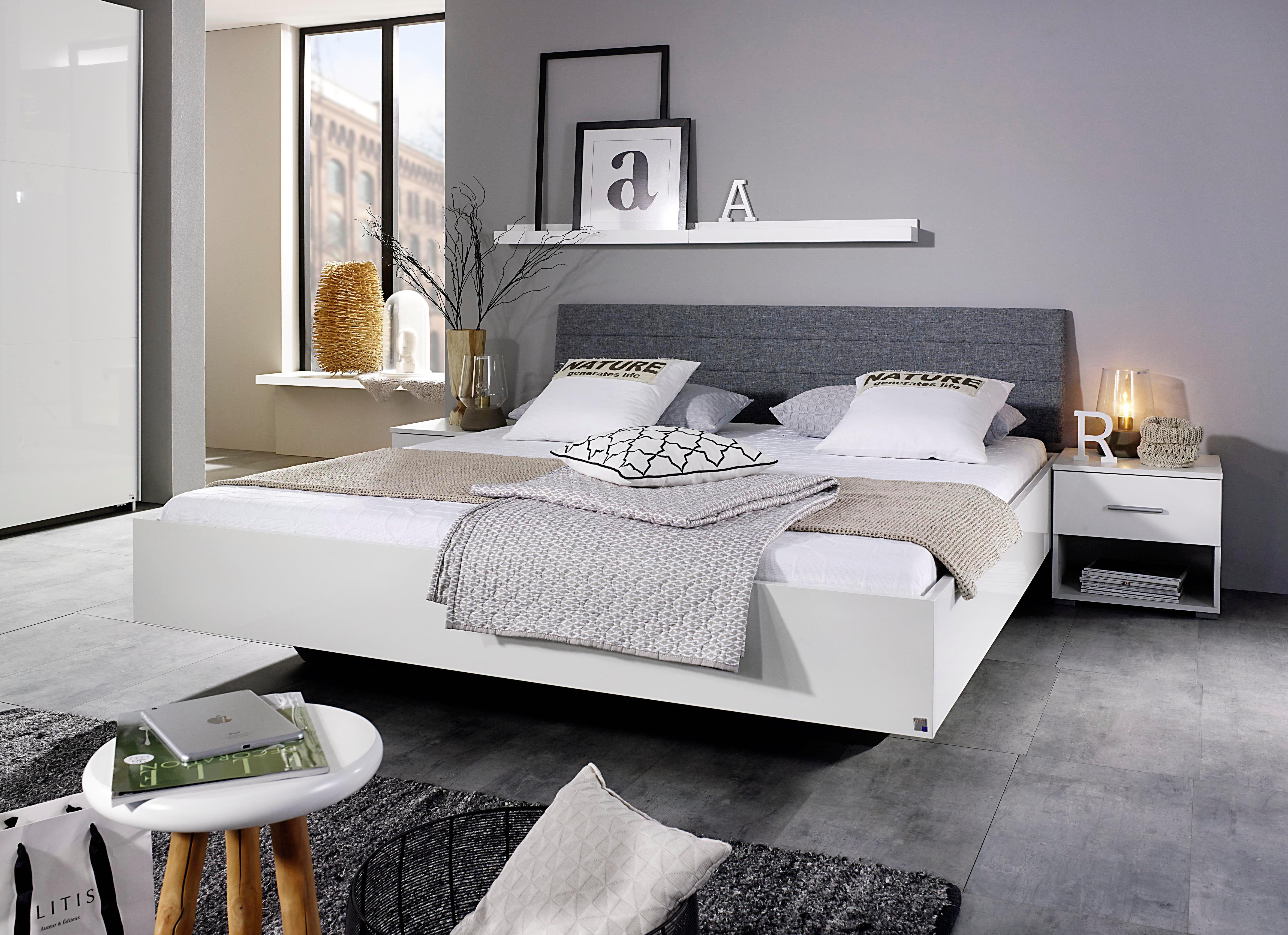 Futonbett RAUCH "Halle", weiß (weiß, grau), B:185cm L:205cm, Betten, Futonbett