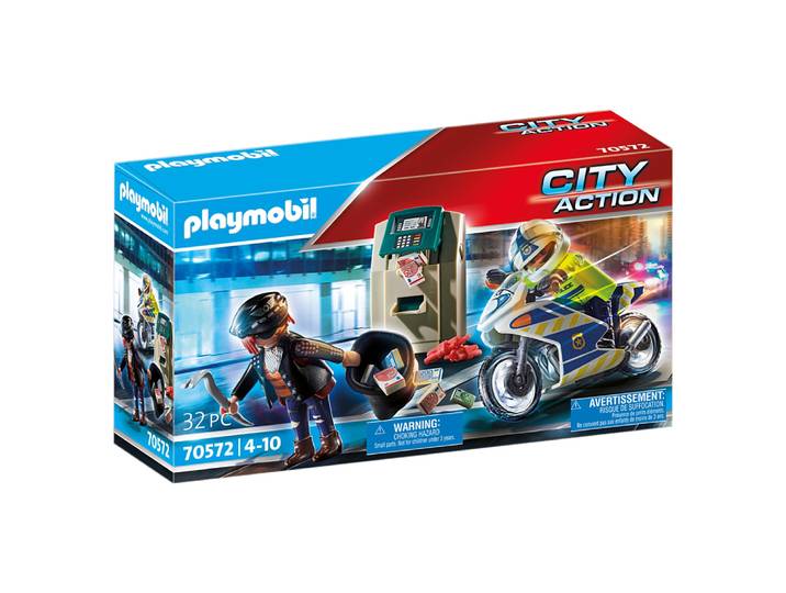 Policier moto et voleur