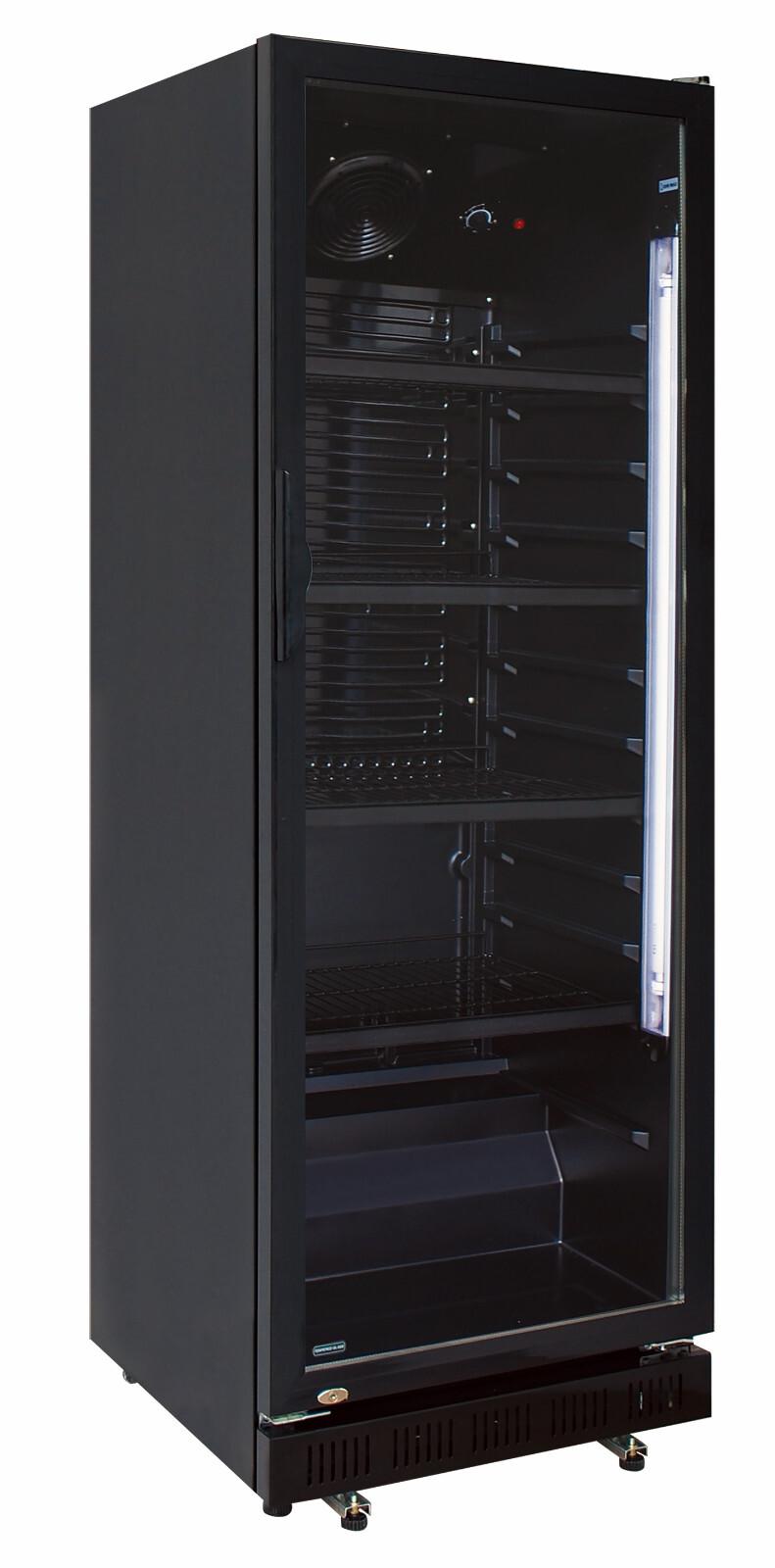 Gastro Getränkekühlschrank | Flaschenkühlschrank | Gewerbekühlschrank | 1 Glastür | Schwarz | 360 Liter | 0 bis +10 °C