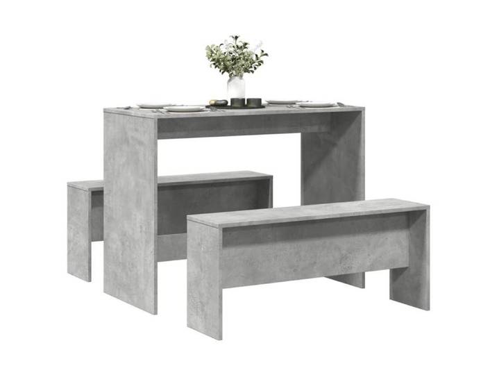 Automne/hiver  Gris Ensemble table à manger et bancs 3 pcs bois d'ingénierie - Hauteur:75cm DEC8940429