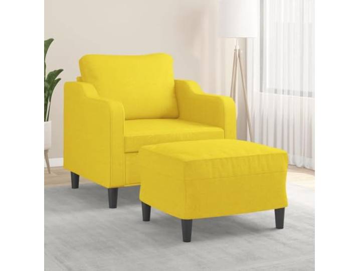 HEFZGDB Sessel mit Hocker Hellgelb 60 cm Stoff Polsterstuhl Wohnzimmerstuhl strapazierfähig atmungsaktiv langlebig Robustes Gestell bequem gepolstert Sitzfläche Armlehnen