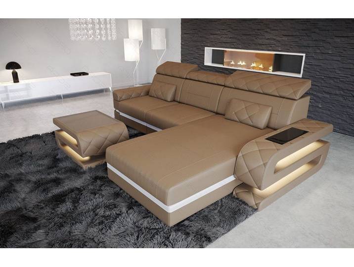 Couch Bologna L-Form in Leder