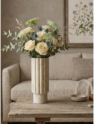 Kodotan sofa "4.5x4.5x11.8"" Fluted Marble Decorative Vase"