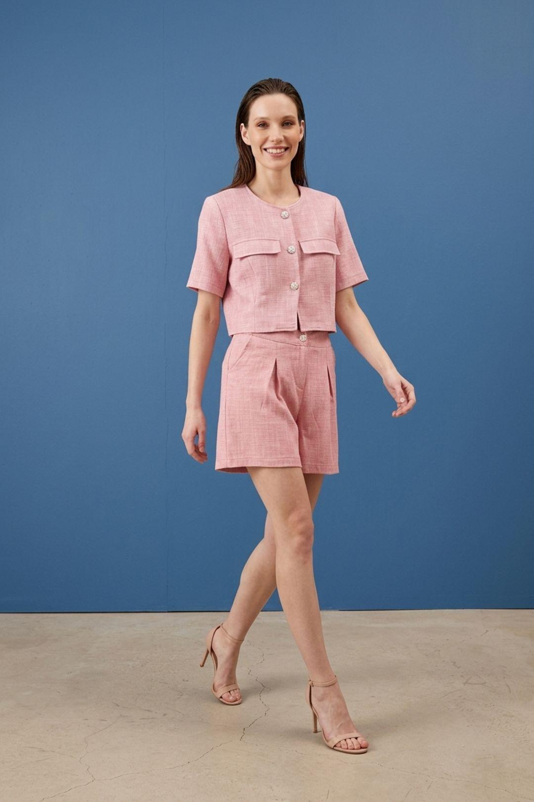 Baumwoll-Popeline Hemd- und Shorts-Set