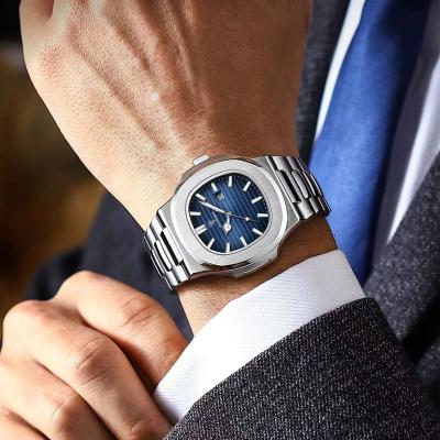 Uplifted Trends Square Luxury Mens Wristwatch Waterproof Luminous Stainless Steel Quartz Watch For Business & Sports silver Black