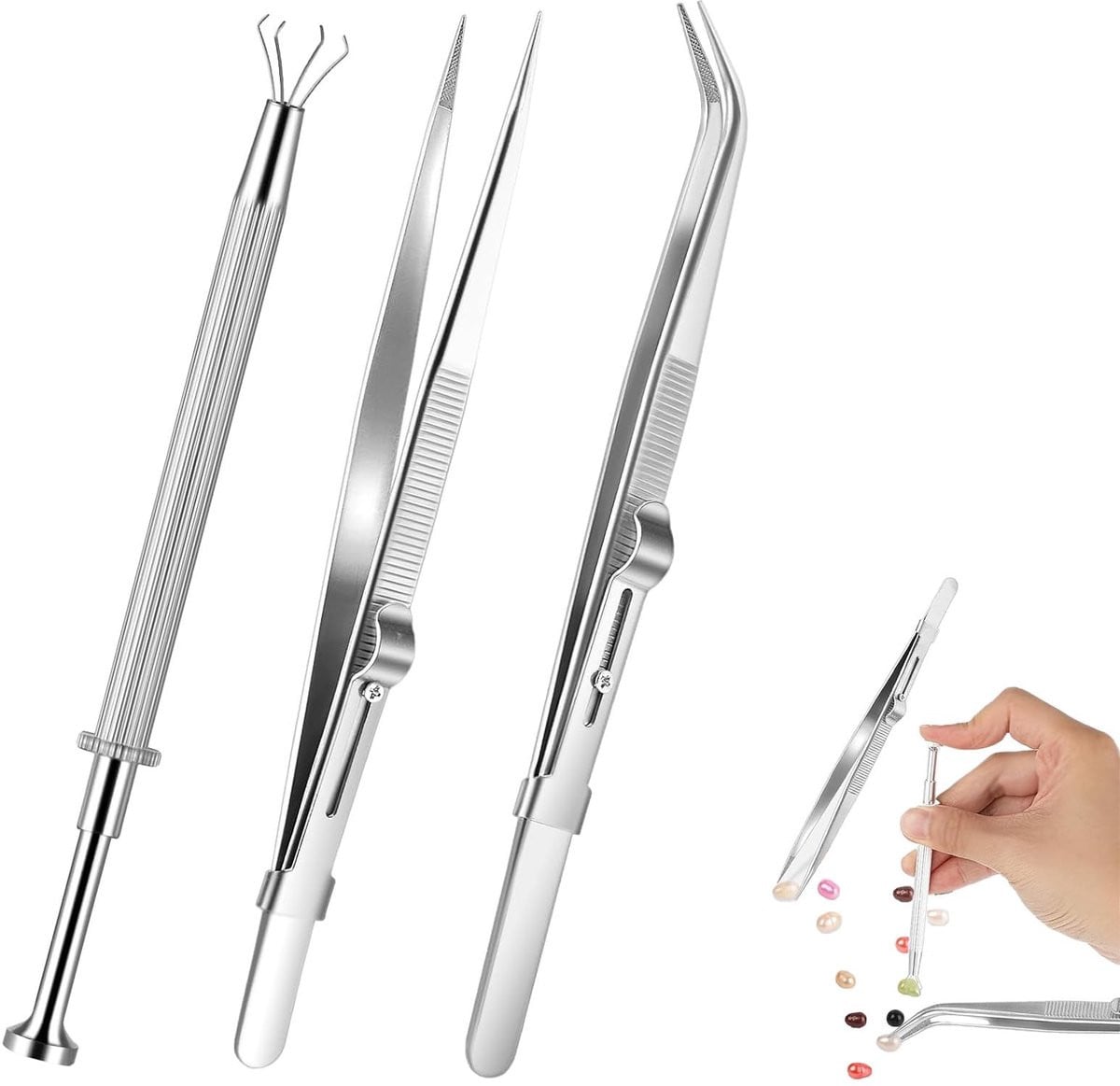 VCSJW 3-delige RVS Piercing Tangenset in Zilver