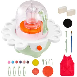 VEVOR Mini Töpferscheibe Maschine mit 50 / 80 mm Drehteller & einstellbarer Geschwindigkeit, elektrische Tonscheibe für Anfänger, komplettes Töpferset mit Ton-Bildhauerwerkzeugen, DIY grün