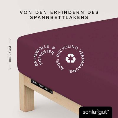 Spannbettlaken SCHLAFGUT "Cool Contact", lila (lila deep), L:200cm, Microfaser, Obermaterial: 100% Polyester, Bettlaken, Spannbettlaken, 100% gekämmte Mikrofaser