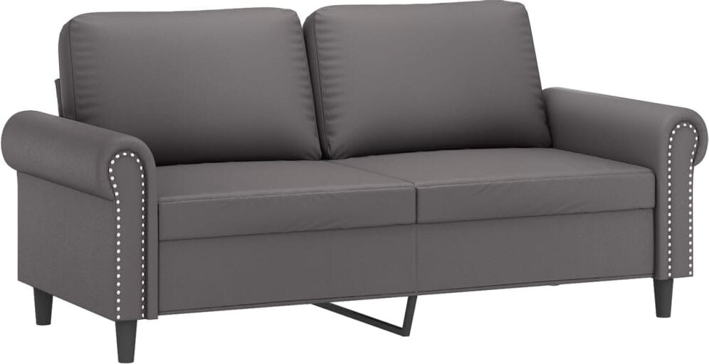 vidaXL Canapé 2 places avec oreillers décoratifs gris 140cm similicuir
