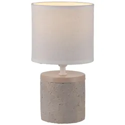 Just Light, Tischlampe, LED Tischlampe Root Holzdekor, Textilschirm weiss 26cm (E14)