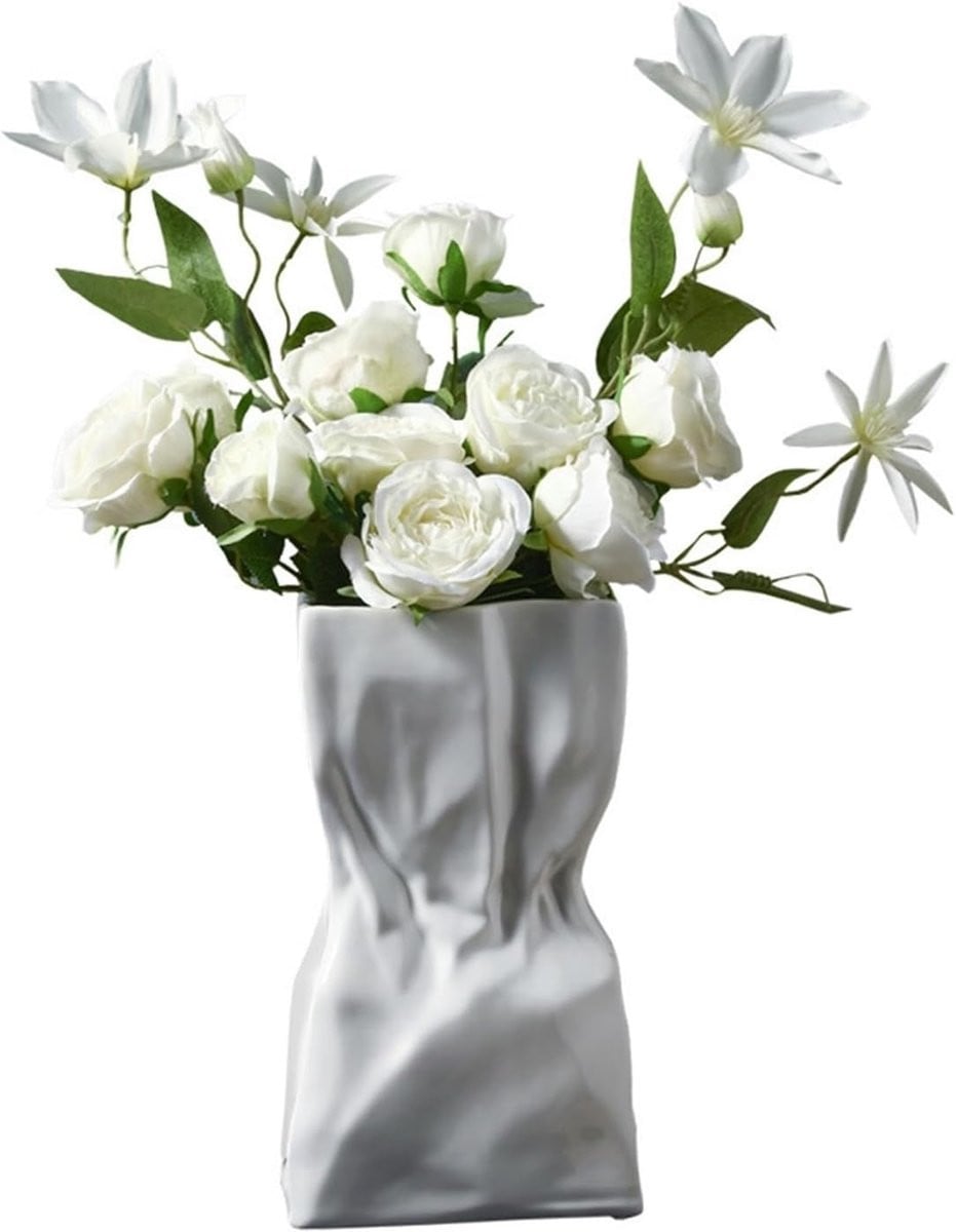 Decoratieve Witte Keramische Vaas voor Bloemstukken
