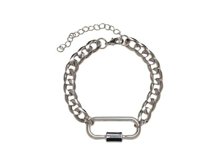 Urban Classics Unisex armband Fastener Bracelet, kleur zilver, maat S/M