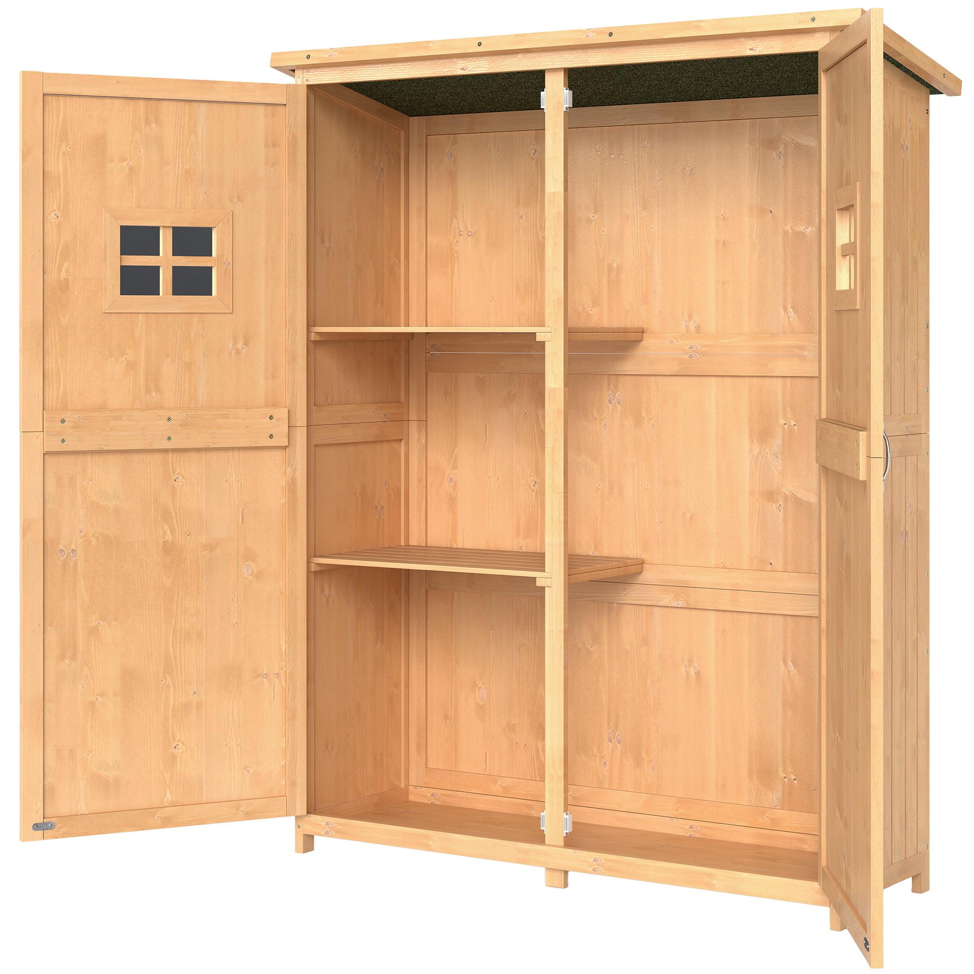 Outsunny Gartenschrank Holz Geräteschuppen Gerätehaus Pultdach H164cm Natur