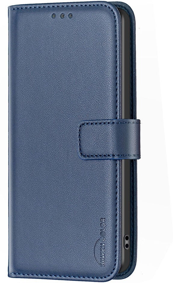 INCOVER BINFEN OPPO A5 Pro (4G / 5G) Imiteret Læder Flip Cover m. Kortholder - Blå