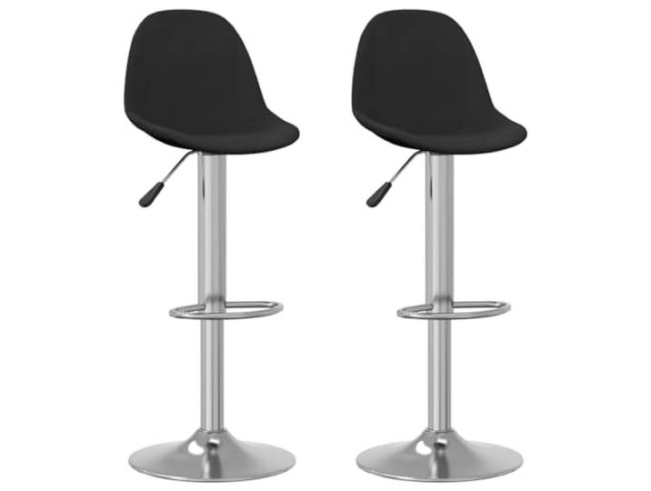 VIHHQGC Barhocker 2 STK. Schwarz Stoff mit verchromtem Stahlgestell 2 Stk, Stoffbezug, verchromter Stahl, Gasdruckfeder, Fußstütze, höhenverstellbar, Bar, Essbereich