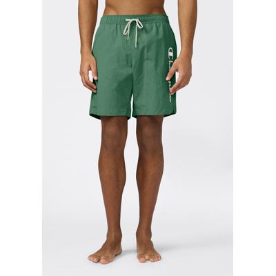 Badeshorts CHAMPION "Beachshort Standard Fit", Herren, Gr. M, N-Gr, grün (foli), Web, Polyamid, unifarben, Badehosen Badeshorts, mit Logostickerei, unifarben, pflegeleicht, schnell trocknend