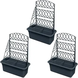 3er Set Blumentopf mit Pergola Pflanzkübel Rankhilfe Anthrazit 58 x 78 cm