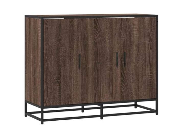 LASWWQMRF Sideboard Braun Eichen-Optik 94x35x76 cm Metall Holzwerkstoff Stabiler Beistellschrank im Industrie-Design mit Stauraum für Flur, Schlafzimmer und Wohnbereich.