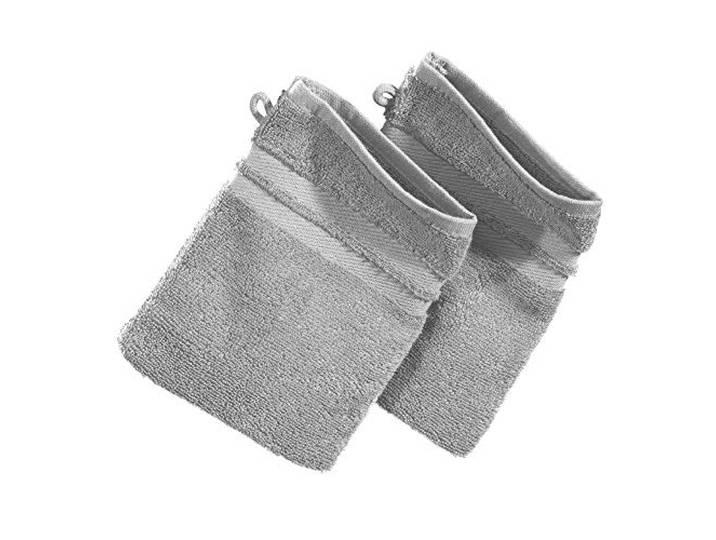 Erwin Müller Walk-Frottier Bio Waschhandschuh im 2er-Pack, Serie Tübingen hellgrau Größe 16x21 cm - eine Luxus-Qualität der absoluten Spitzenklasse, enorm saugstark, 100% Baumwolle
