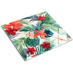 GLASPLATTE 60x52 cm Tropische Blumen