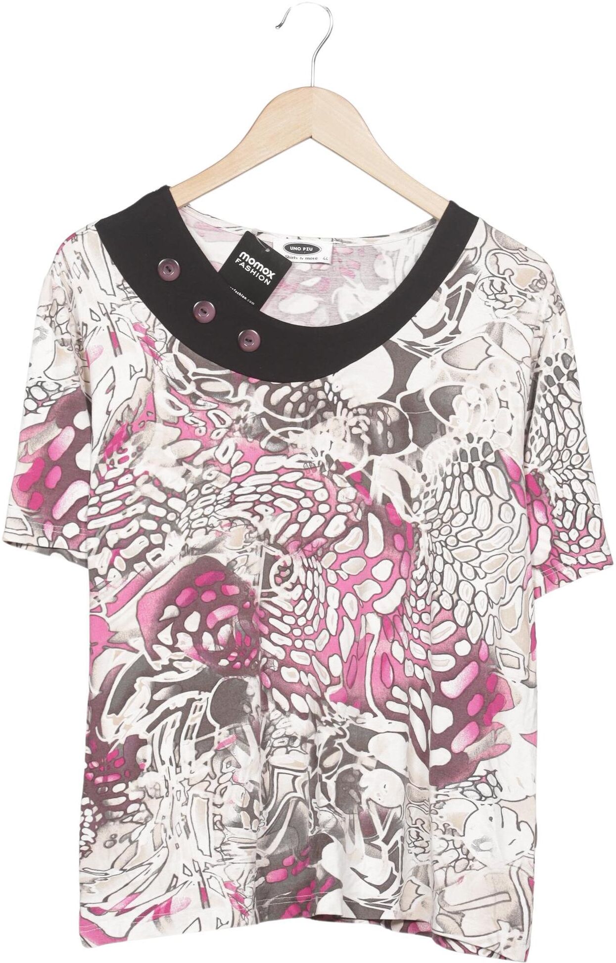 Uno Piu Uno Damen T-Shirt, Mehrfarbig, Gr. EU 44, Elasthan / Viskose - Second Hand