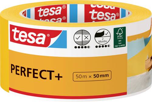 Tesa Perfect+ 56538-00000-00 Malerabdeckband Gelb (L x B) 50m x 50mm 1St.