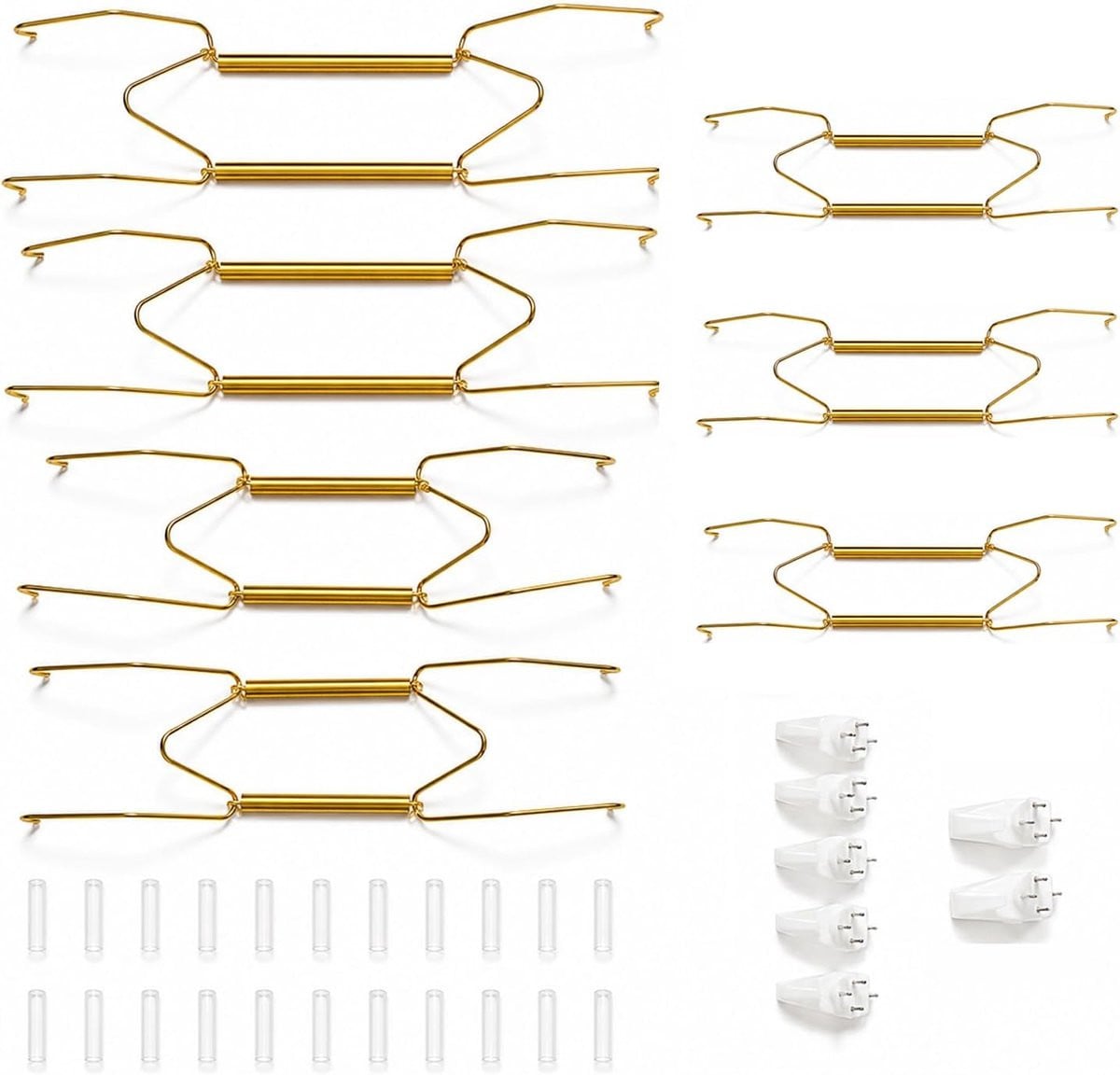 Set van 7 goudkleurige decoratieve veerhaken voor muurdecoratie