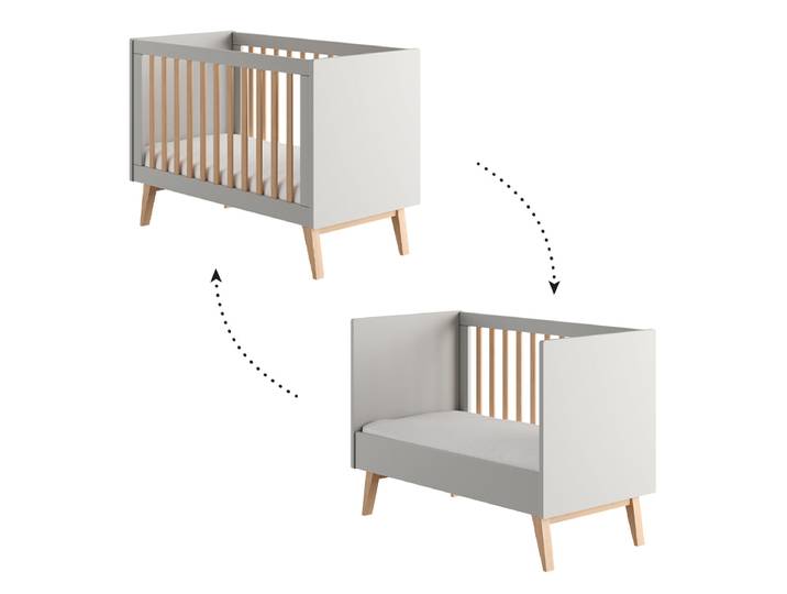 Lit évolutif 60x120 Pinio Swing Gris et bois