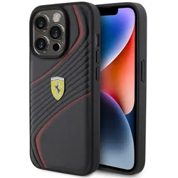 Ferrari Twist Metal Logo - Hülle für iPhone 15 Pro (schwarz)