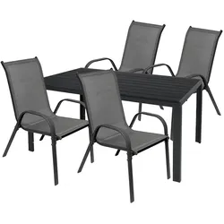 Mojawo Gartengarnitur Sitzgarnitur 5-teilig L150xB90xH74cm Non-Wood Anthrazit