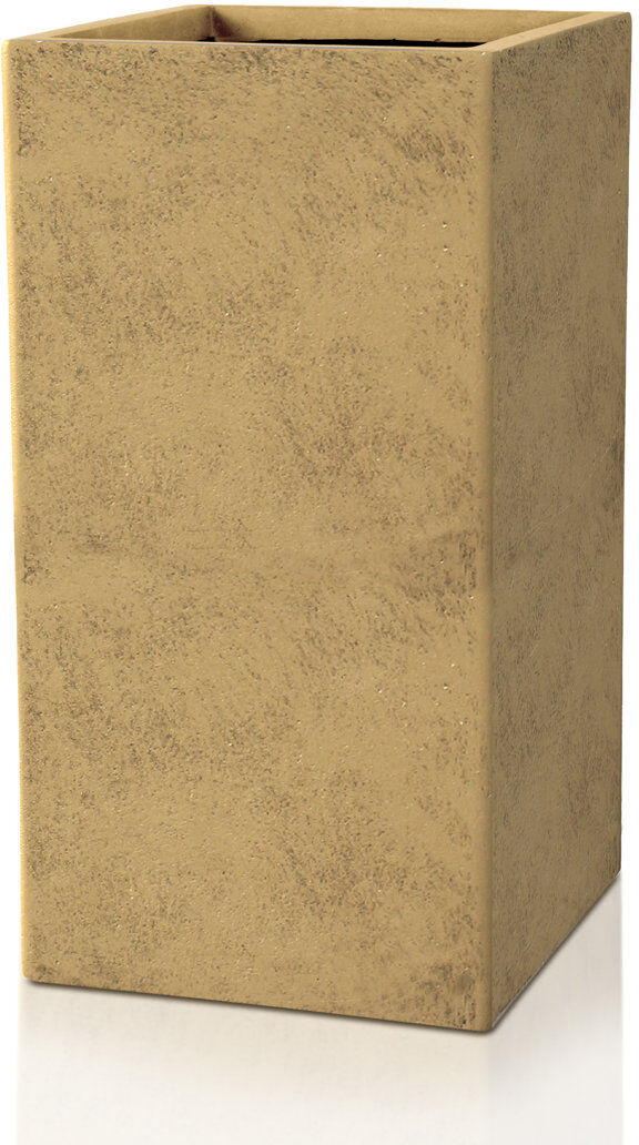 Idealist Gold Stone Indoor Tall Square Planter Handcrafted Stone Indoor Planter Box Gold 50cm H x 21cm W x 21cm D