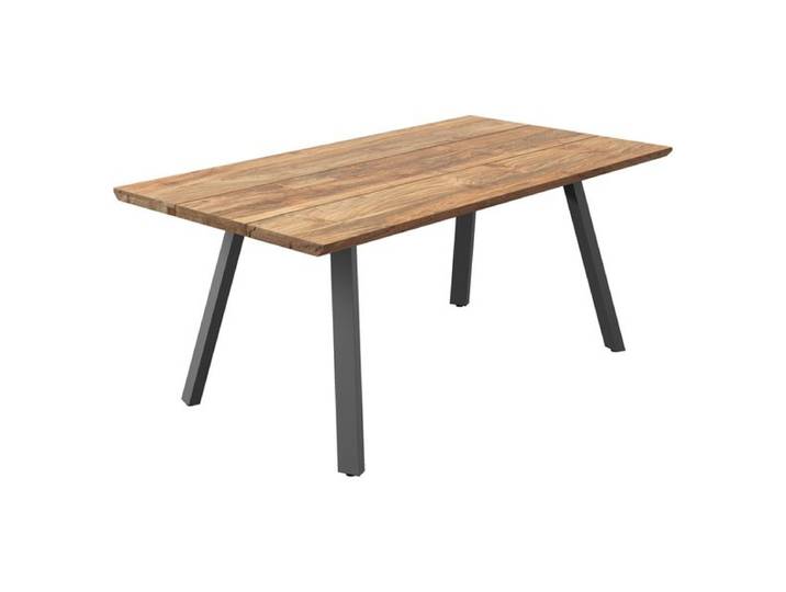 OUTLIV. Negara Gartentisch 180x90cm Edelstahl/Teak recycelt Schweizer Kante Dunkelgrau
