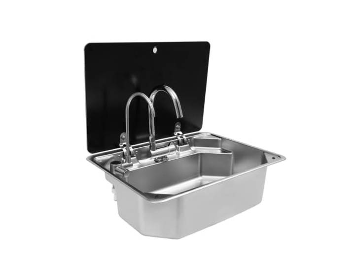 Spüle aus Edelstahl für Wohnmobil, Küche, Boot, 50x37,9x16,7cm Spüle aus Edelstahl mit 360°-Wasserhahn und Wasserfilter