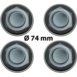 4 x Ø 74 mm Polymere Aufkleber / Radmutter-Optik / Nabenkappen, Felgendeckel