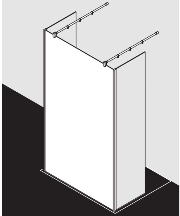 Kermi Xb Glasanlage XBFW112020VAK 120x200cm, silber hochglanz, ESG klar, 90Grad Stabilisierung