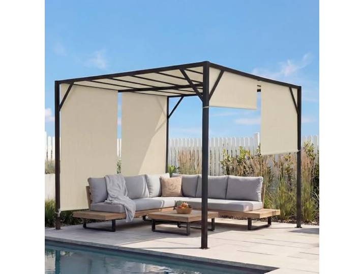 Mendler Pergola Baia mit Schiebedach Creme - 3x3m