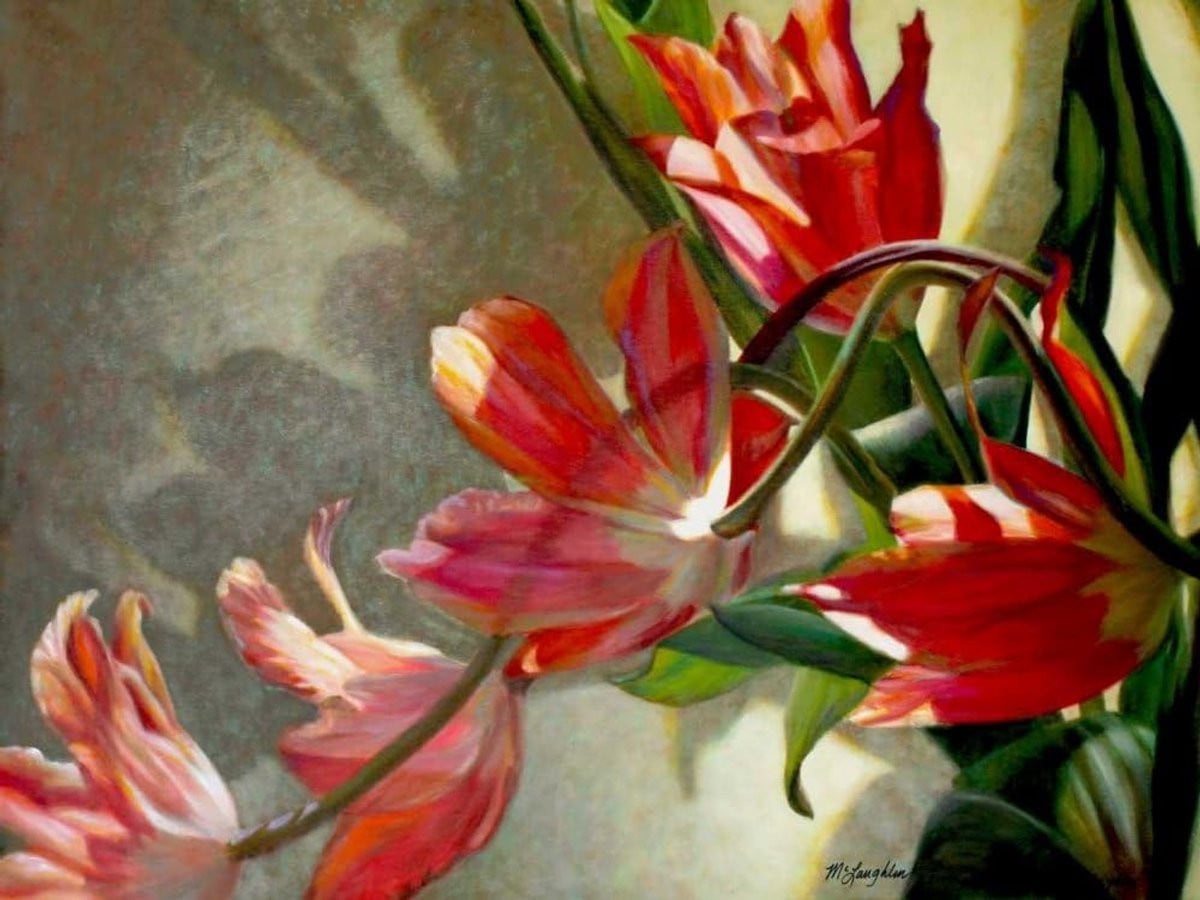 Canvas Illustratie Spring - Bloemen Wanddecoratie - Multicolor