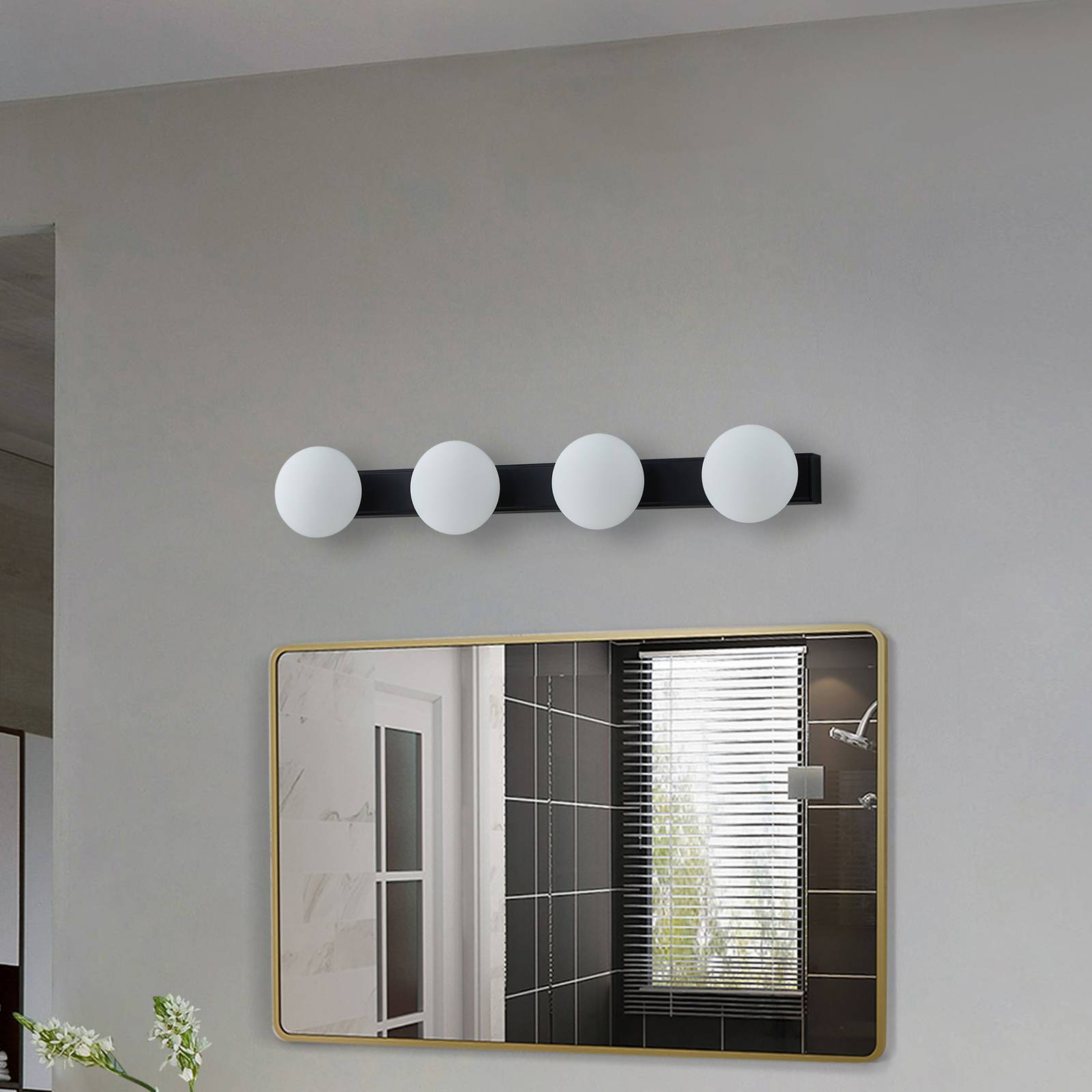 Wall Light Myrra Lucande, Black, Bathroom, Aluminium, Modern, Wall Light