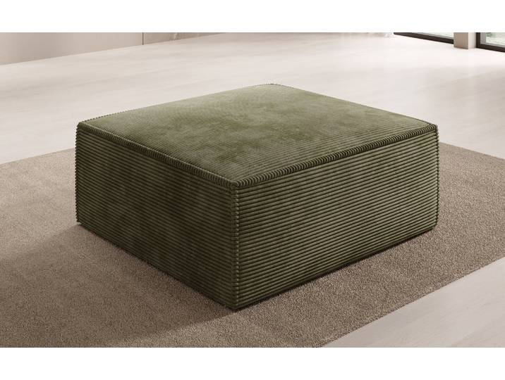 Beistellhocker Lesley in Cord - Olive - Cord - Luxusbetten24