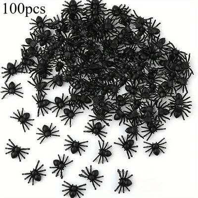 Inspire Essentials Realistic Mini Black Spider Halloween Decor 100 Pcs