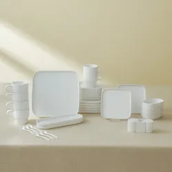 Karaca Stream Pure Cubique 35-Teiliges 6-Personen Frühstücksset Quadrat