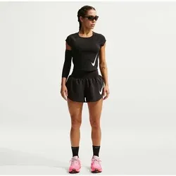 NIKE Damen T-Shirt W NK TEMPO SWOOSH RUN DF SS, Größe M in Schwarz Schwarz