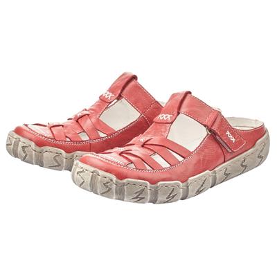 Clog RIEKER, Damen, Gr. 36, rot, Leder, Schuhe Clog, Sabot, Sommerschuh, Schlappen, Hausschuh mit Ziernähten